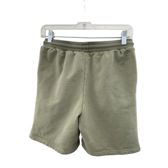 Les Deux Mens Shorts Lens Logo Branded Cotton Sweat Shorts in Olive Green Small - Picture 2 of 8